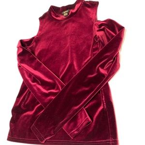 Red Velvet cold shoulder long sleeve